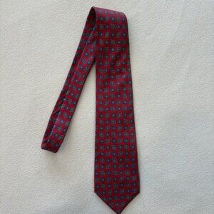 Christian Dior Monsieur Red/Blue/White Geometric 100% Silk Men's Neck Tie